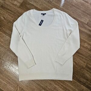 NWT Old Navy Ivory Cream Soft Knit Scoop Neck Sweater Size XXL Minimalist Preppy